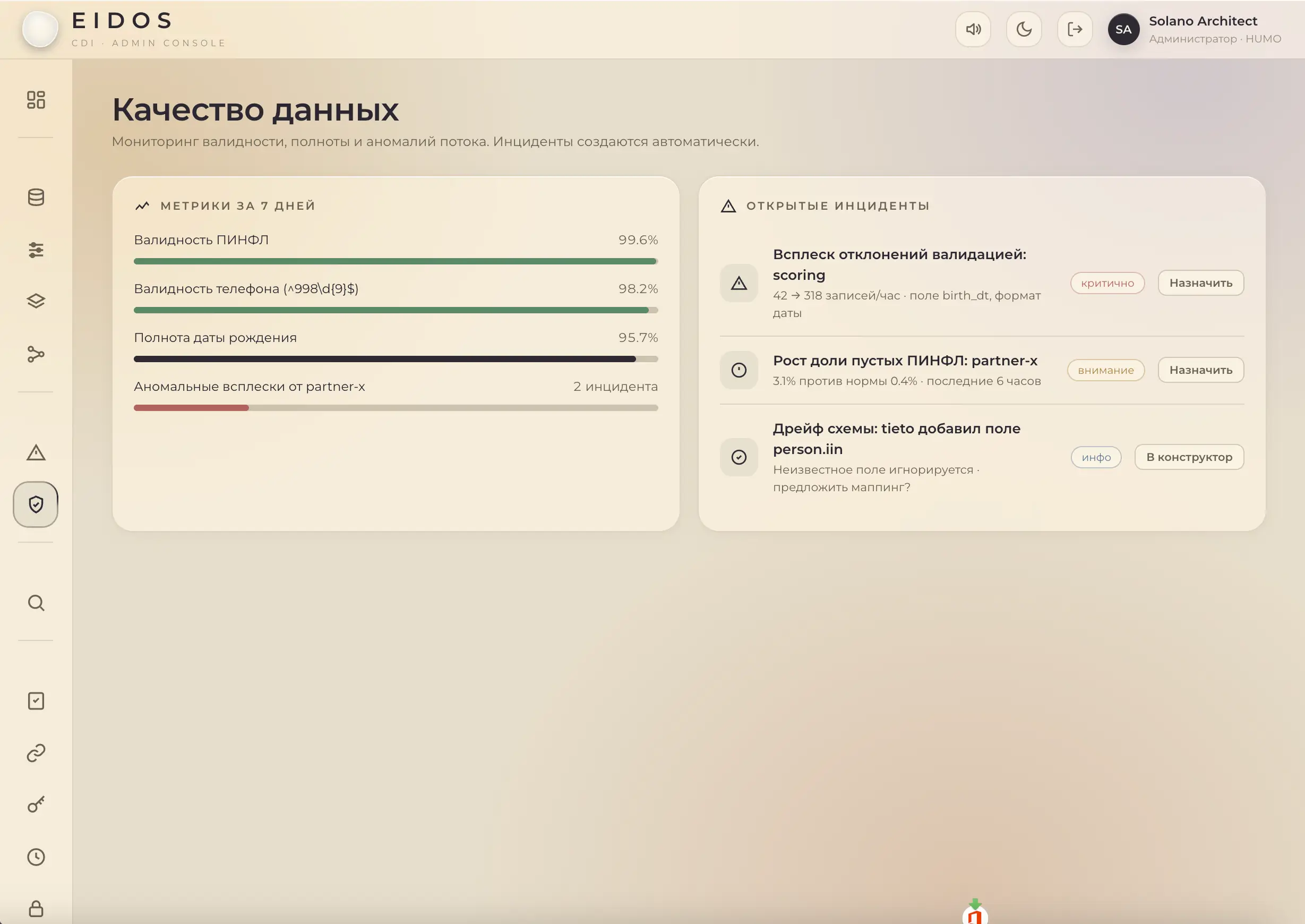 Data quality monitoring with automatic incident detection